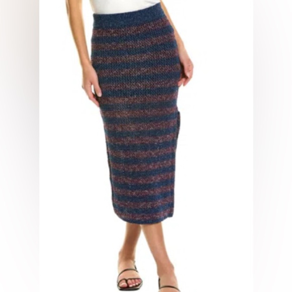 rag & bone Carson Navy Blue/Plum Purple Crochet Beachy Midi Skirt SZ XS